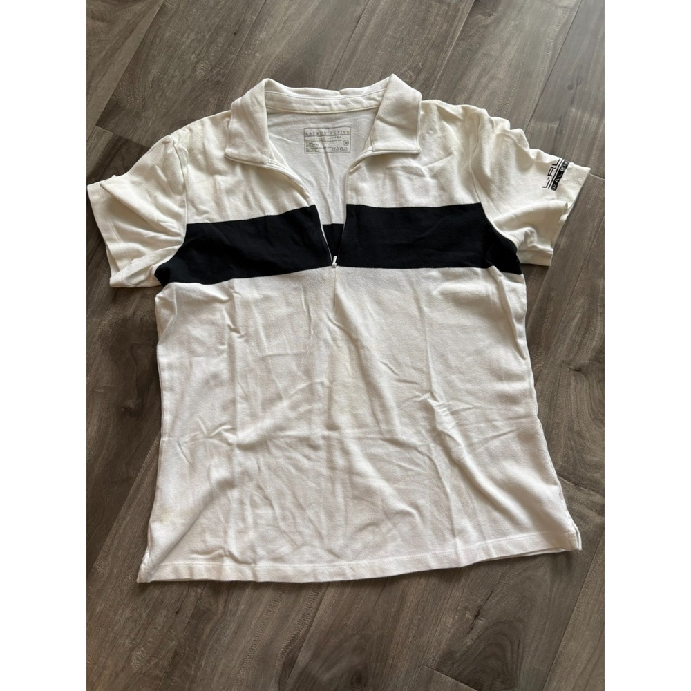 LRL Lauren Active Ralph Lauren Performance Shirt Women's Size M Black White Golf